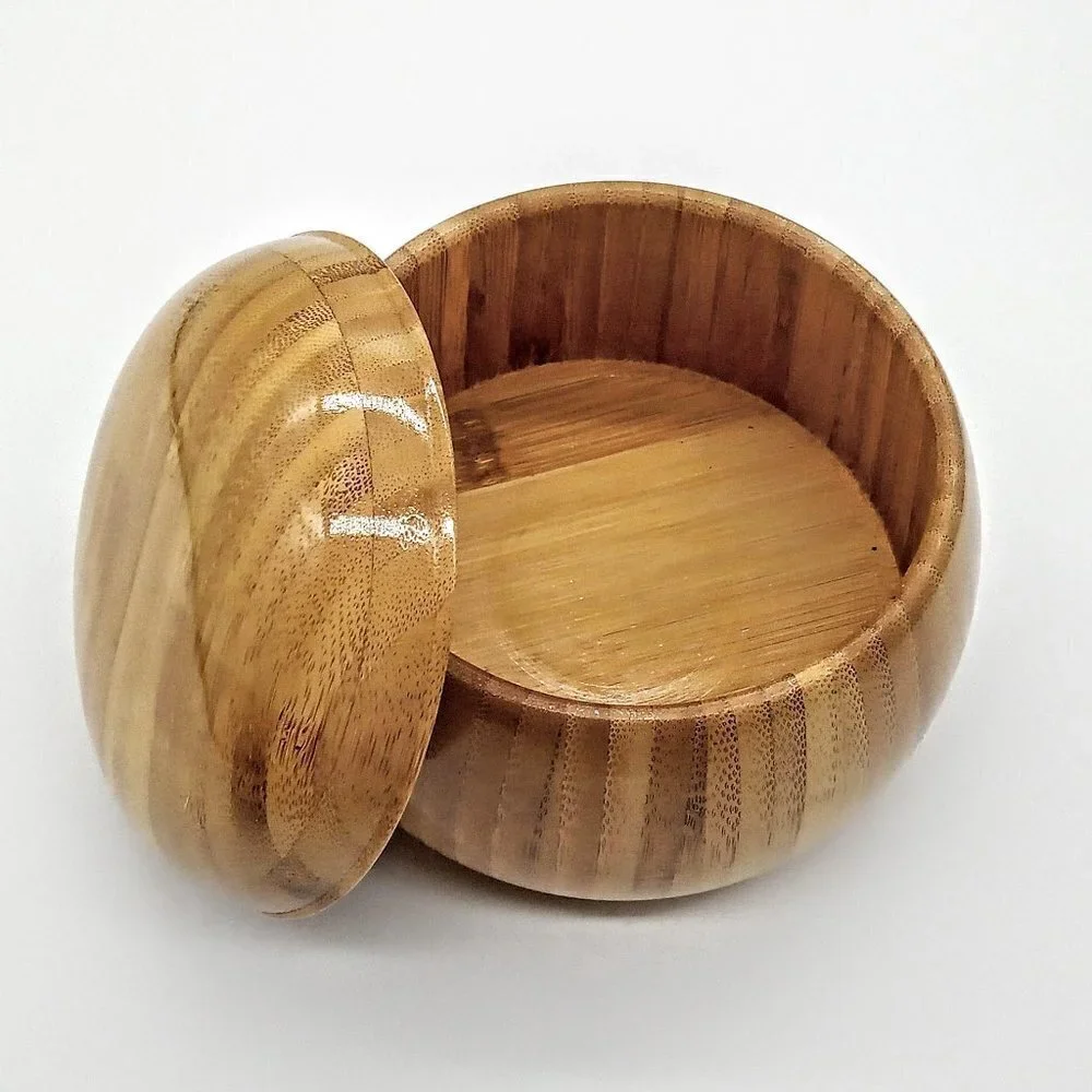 Polished Light Wood Round Covered Bowl Box